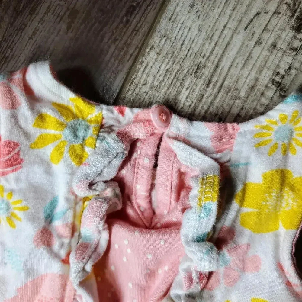 Child of Mine by Carter's Floral and Polka Dot Pastel Baby Girl Outfit Size 0-3m